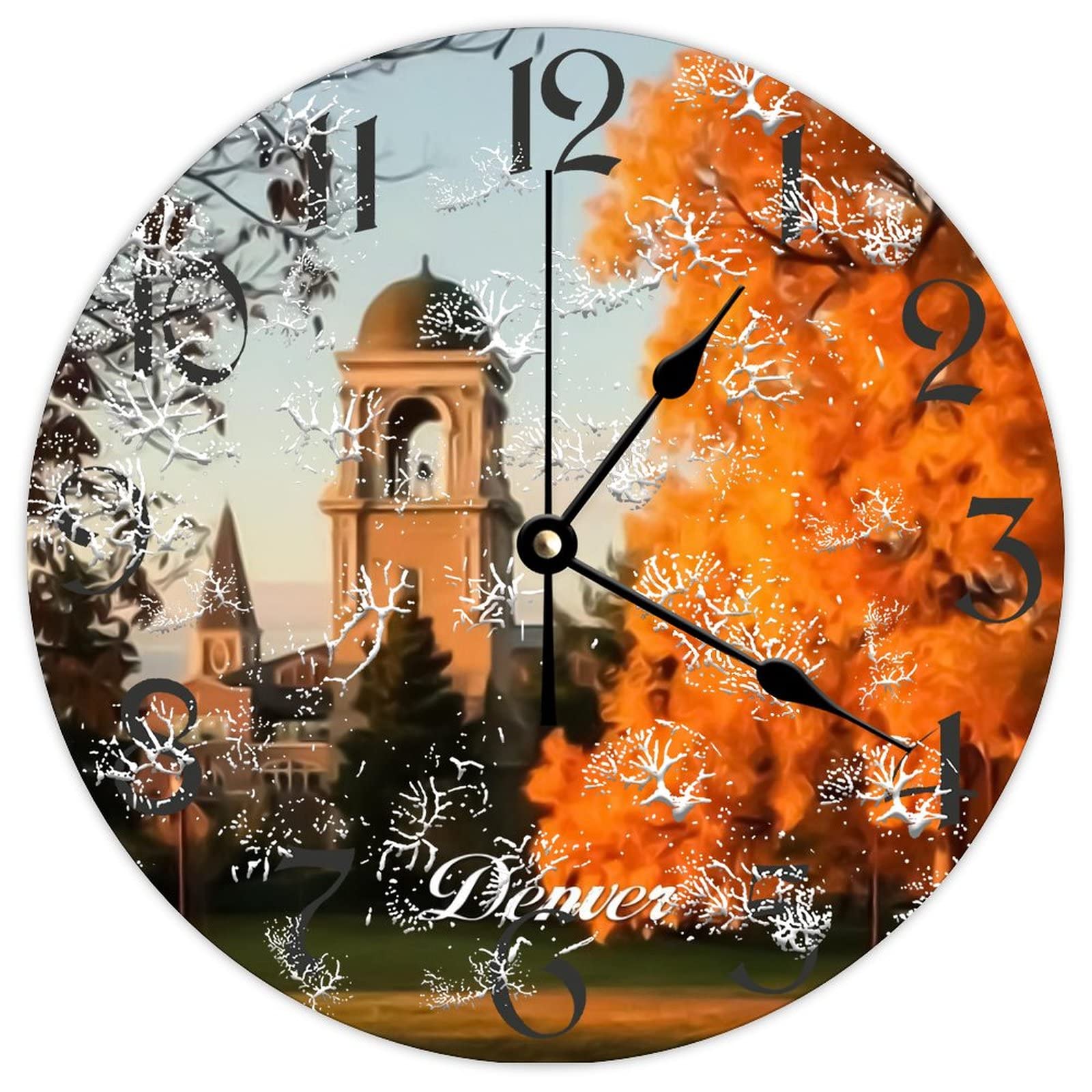 Horloge murale ronde bois Denver City sans bruit pour votre sommeil