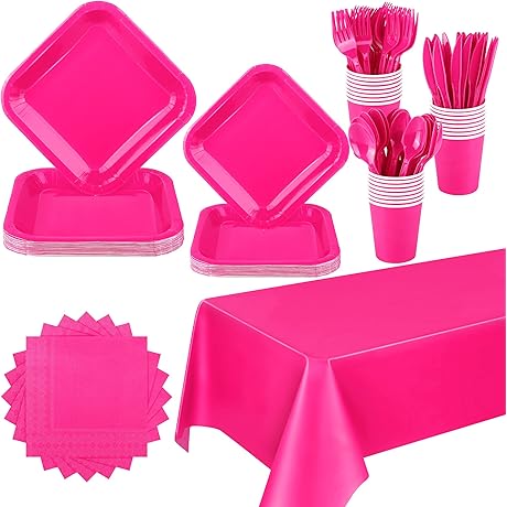 ADXCO, 193-Piece Hot Pink Party Supplies Set