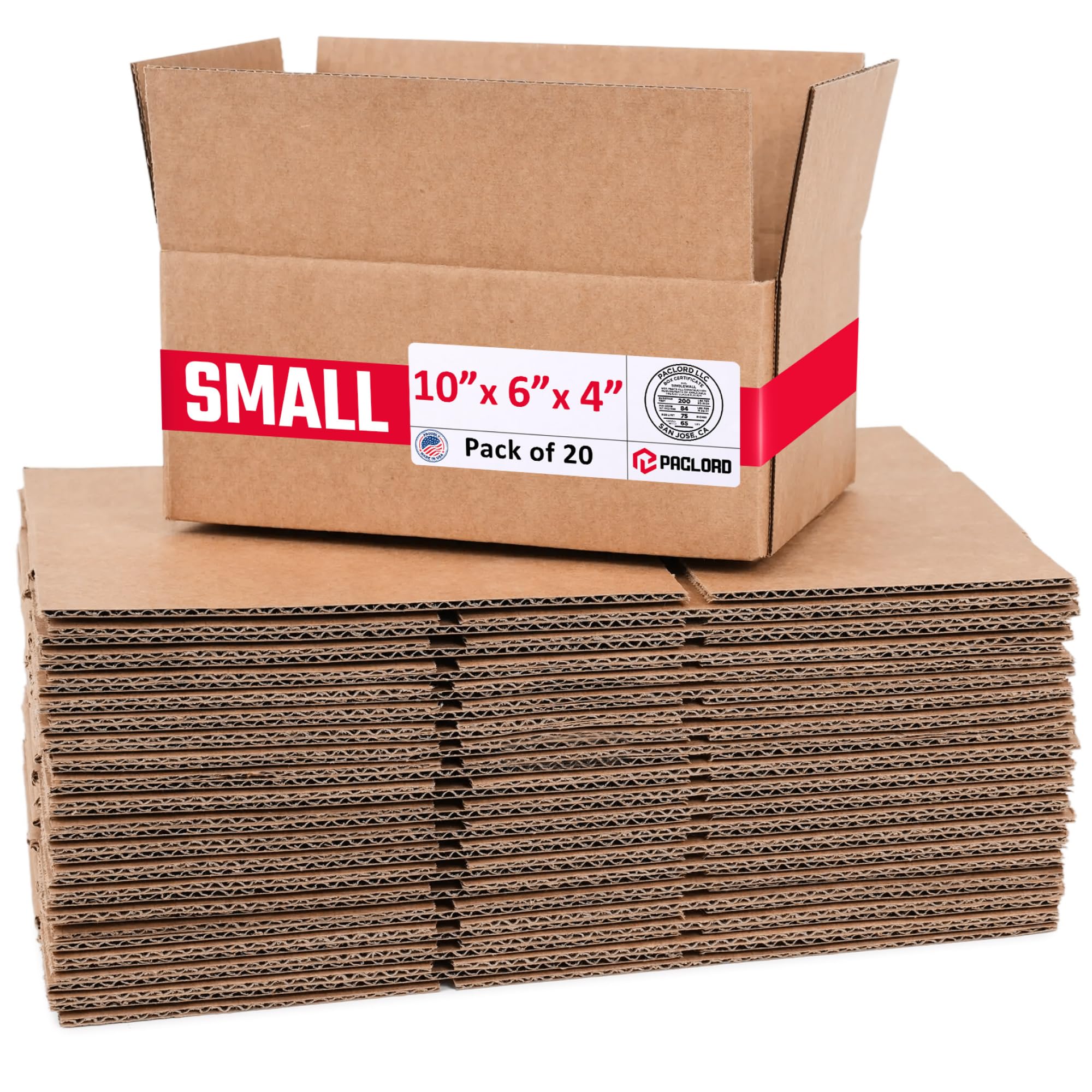 Small Cardboard Boxes 10"L x 6"W x 4"H (Pack of 20) - USA-Made Packing Boxes for Moving, Shipping, or Storage - USPS, UPS, FedEx Approved - Professional Packing Supplies for Moving | USA-Made Packing Boxes for Moving, Shipping, or Storage - USPS, UPS, FedEx Approved - Professional Packing Supplies