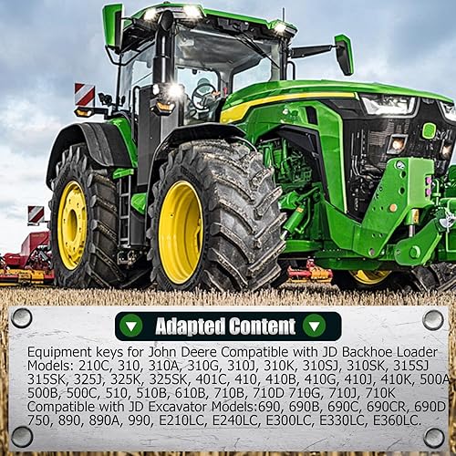 Miniatura 6 de Reemplazo de llave para John Deere Heavy Equipment AT195302 AR51481 Cargador retroexcavadora Tractores 1200 210C 310A 310C 410B 550B 700H 1050J