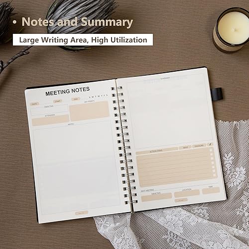 Miniatura 3 de Cuaderno de reuniones para trabajar con resumen, planificador de proyectos de 180 páginas (7 x 10 pulgadas) con calendario 2024, organizador de