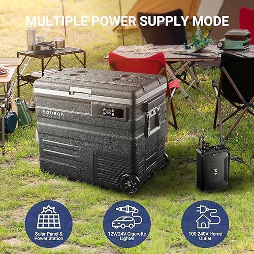 Miniatura 6 de BODEGA Refrigerador de coche de 12 V, 65L Control de temperatura de doble zona Congelador portátil, Refrigerador de coche con ruedas y control de