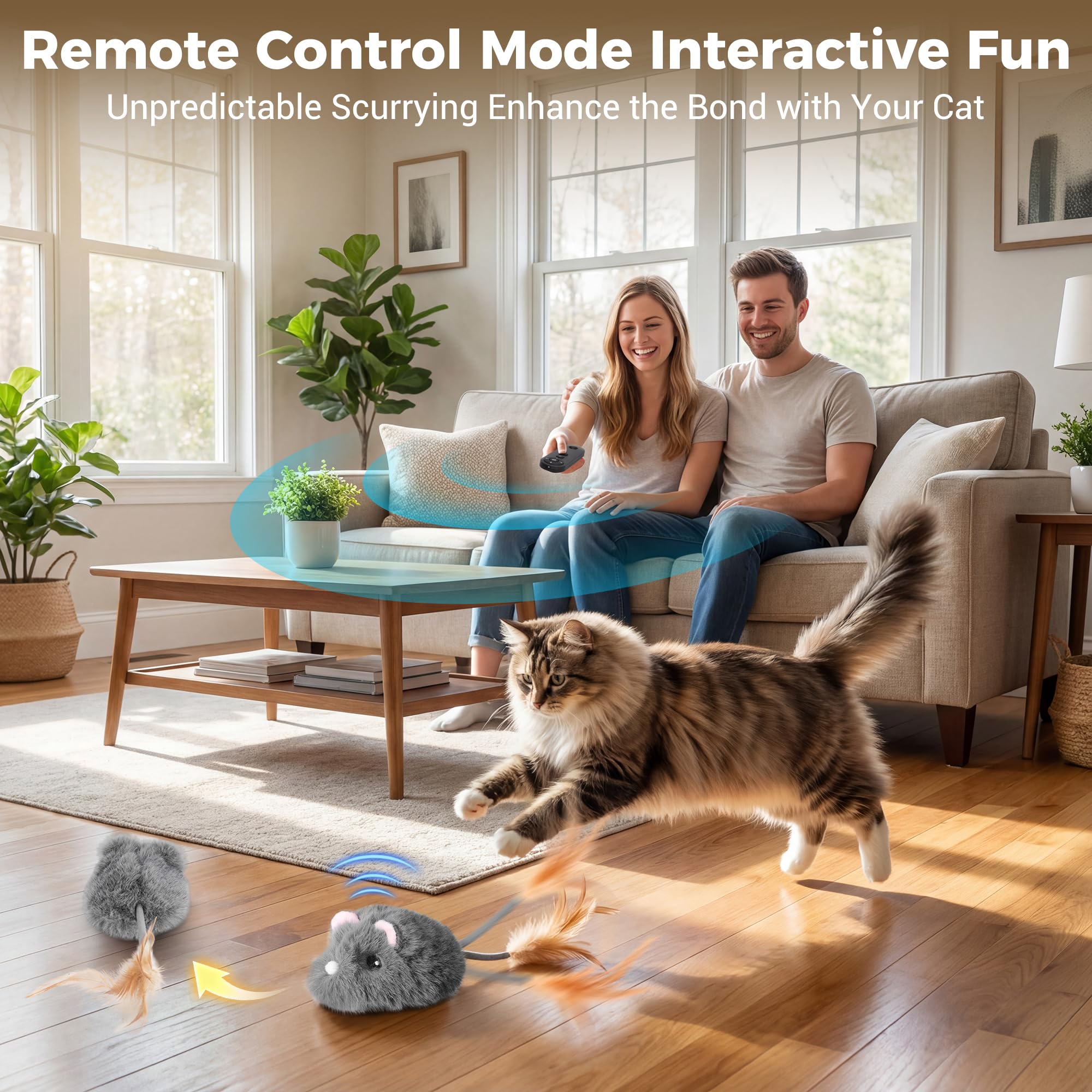 Juguete interactivo con control remoto automático para gatos, juguete de peluche para gatos, funciona con pilas