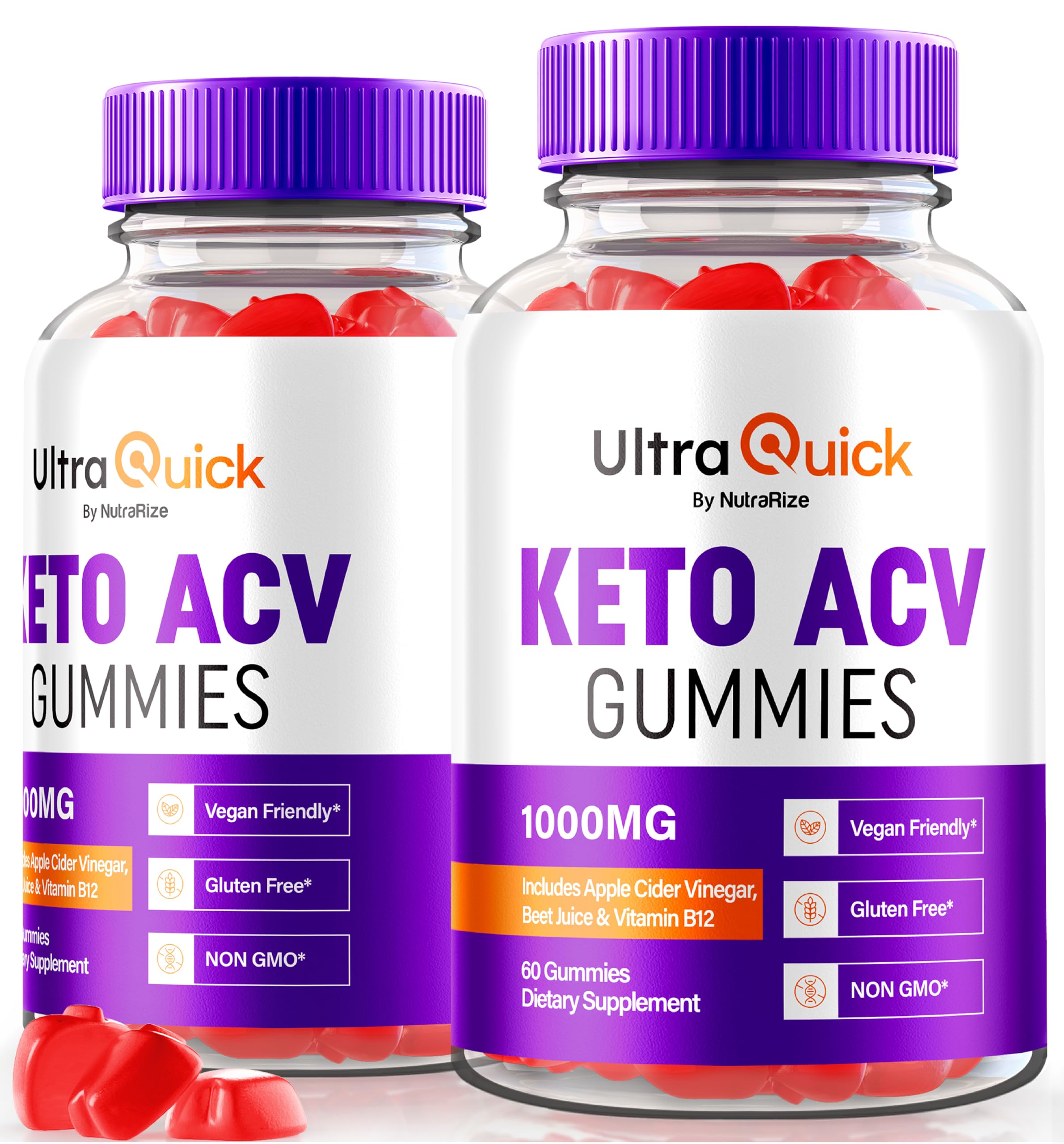 (2 Pack) Ultra Quick Keto ACV Gummies, UltraQuick Keto+ACV Weight Loss Support, Premium Keto Plus ACV Formula, Natural Apple Cider Vinegar, Official Gomitas Reviews (120 Gummies)