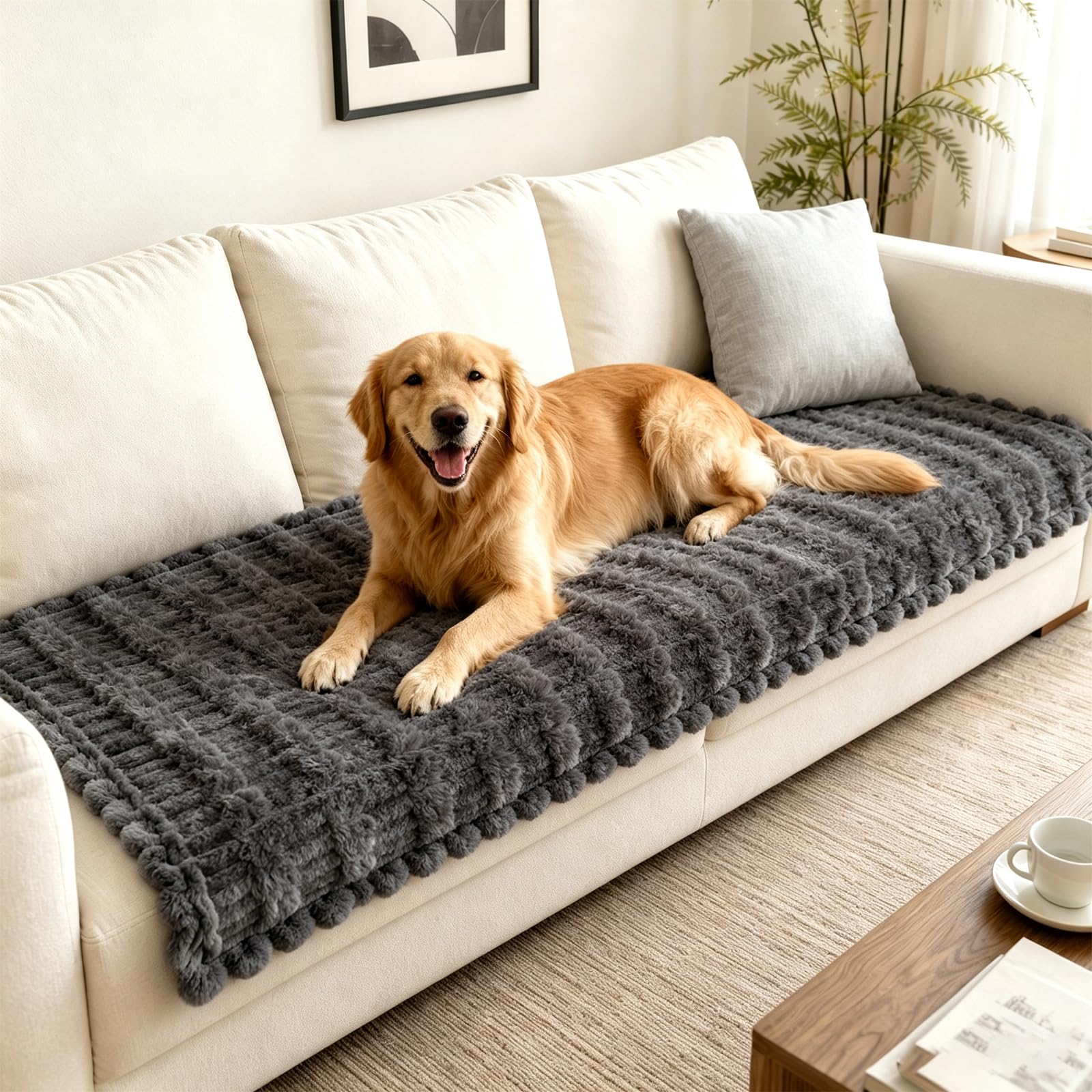 Hiiksolo Waterproof Sofa Cover for Dogs Thick Pet Sofa Protector Non Slip Washable, Couch Cover Furniture Protector for Living Room Dark Grey, 70x180cm â image 1