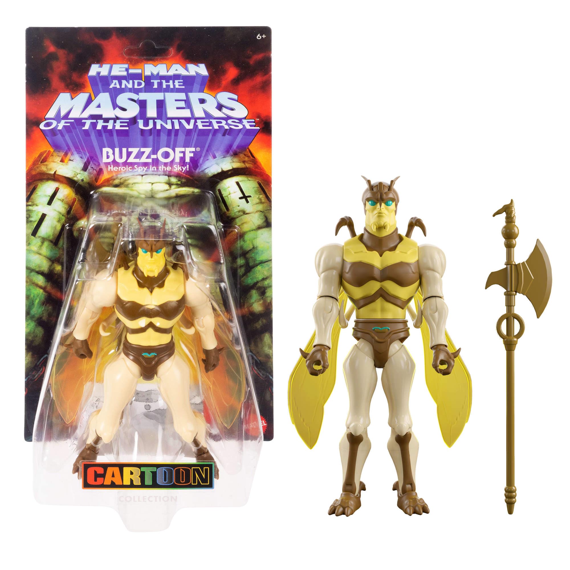 ​Masters of the Universe Origins Action Figure 200X Cartoon Collection Buzz-Off, 5.5 Inch 1980s MOTU Heroic Spy, Detailed Design, Long Handled Hatchet​​​, JHK04