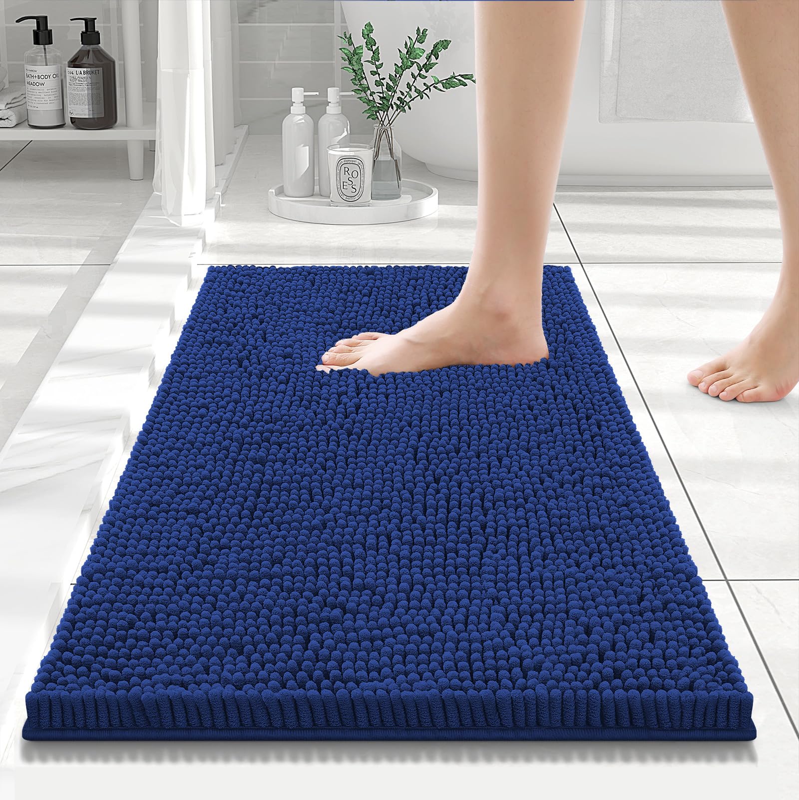 Smiry Bathroom Rugs 24X16, Luxury Chenille Extra Soft Absorbent Bath Mat