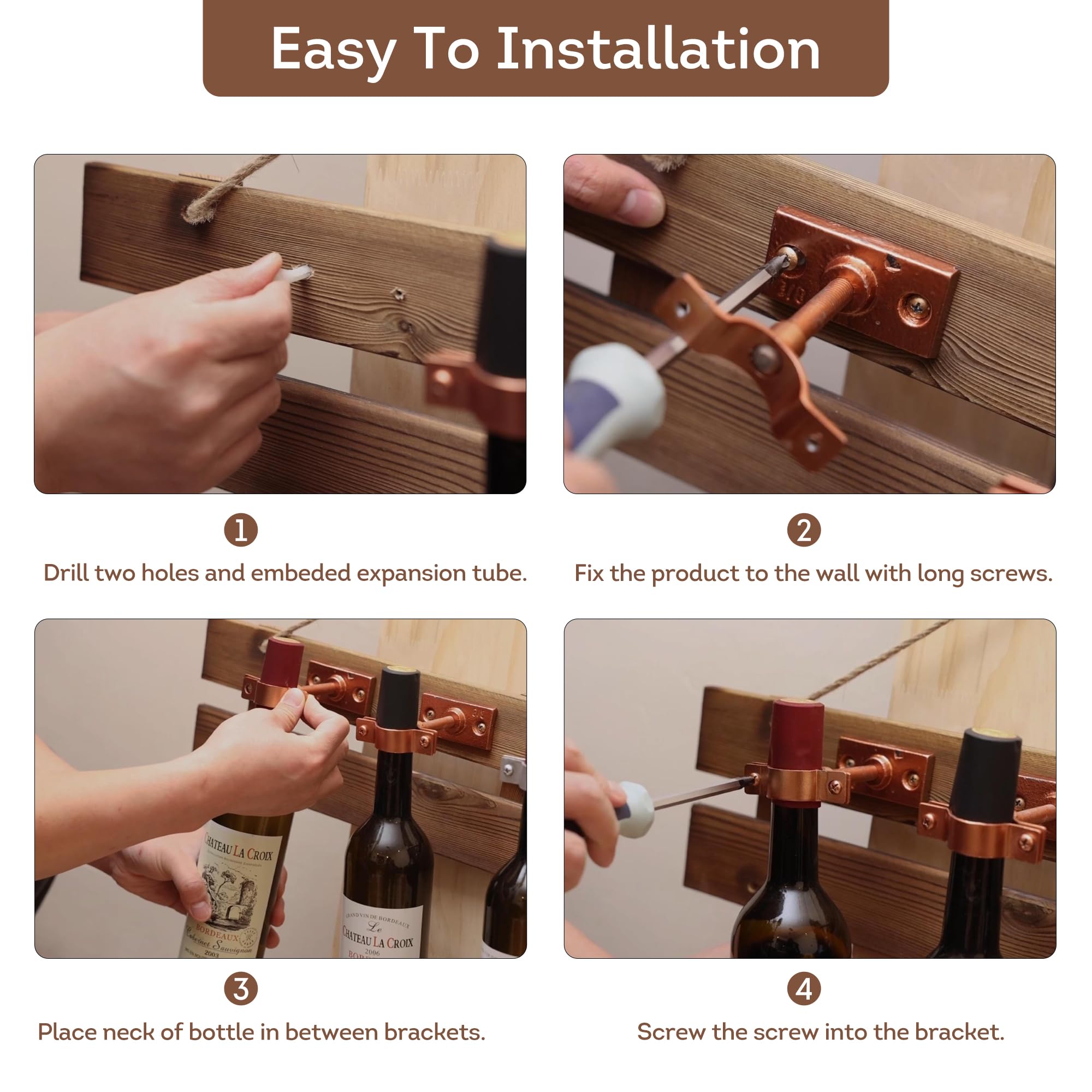 Amazon.com: Lily's Home Bar Wall Mount Single Wine Bottle Display