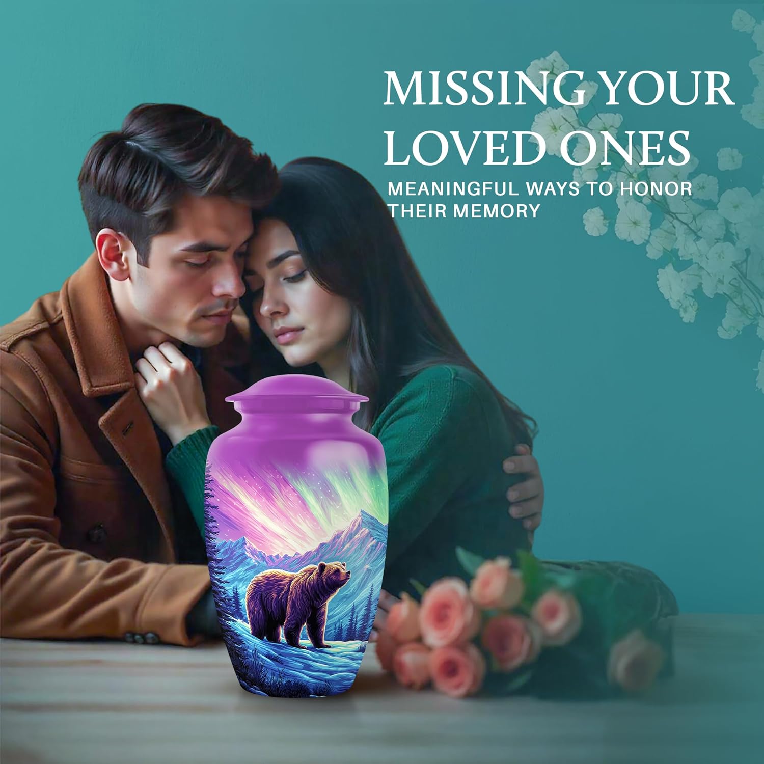 Bear Urn - Small Ashes Keepsake - Combo 3 - Large with 3 Inch Pack of 4 - Decorative Urns - Funeral Urn Ashes - Burial Urns for Male & Female