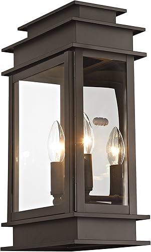 Miniatura 3 de Livex Lighting 2016-07 Princeton - Linterna de pared para exteriores, bronce, 15.25 x 9.5 x 15.25 pulgadas