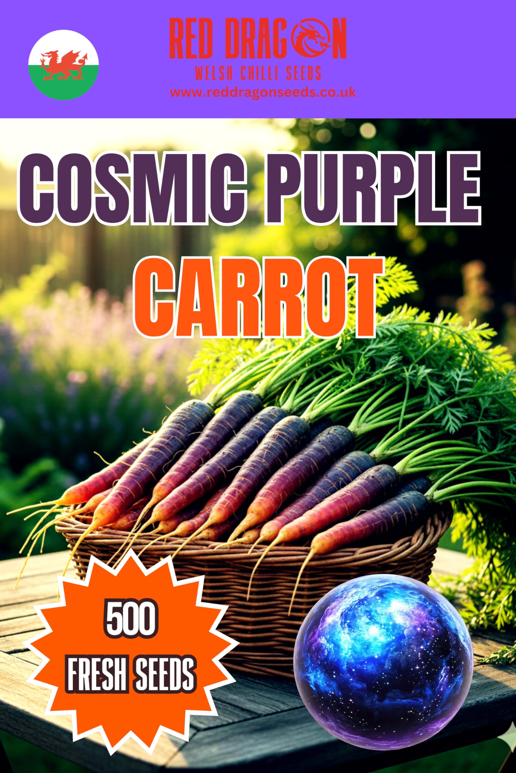 Carrot Rainbow Mix Seeds | Five Colour Carrot Varieties | Purple, White, Yellow, Red & Orange | Sweet Crunchy Roots - 500 Fresh Seeds — view 6