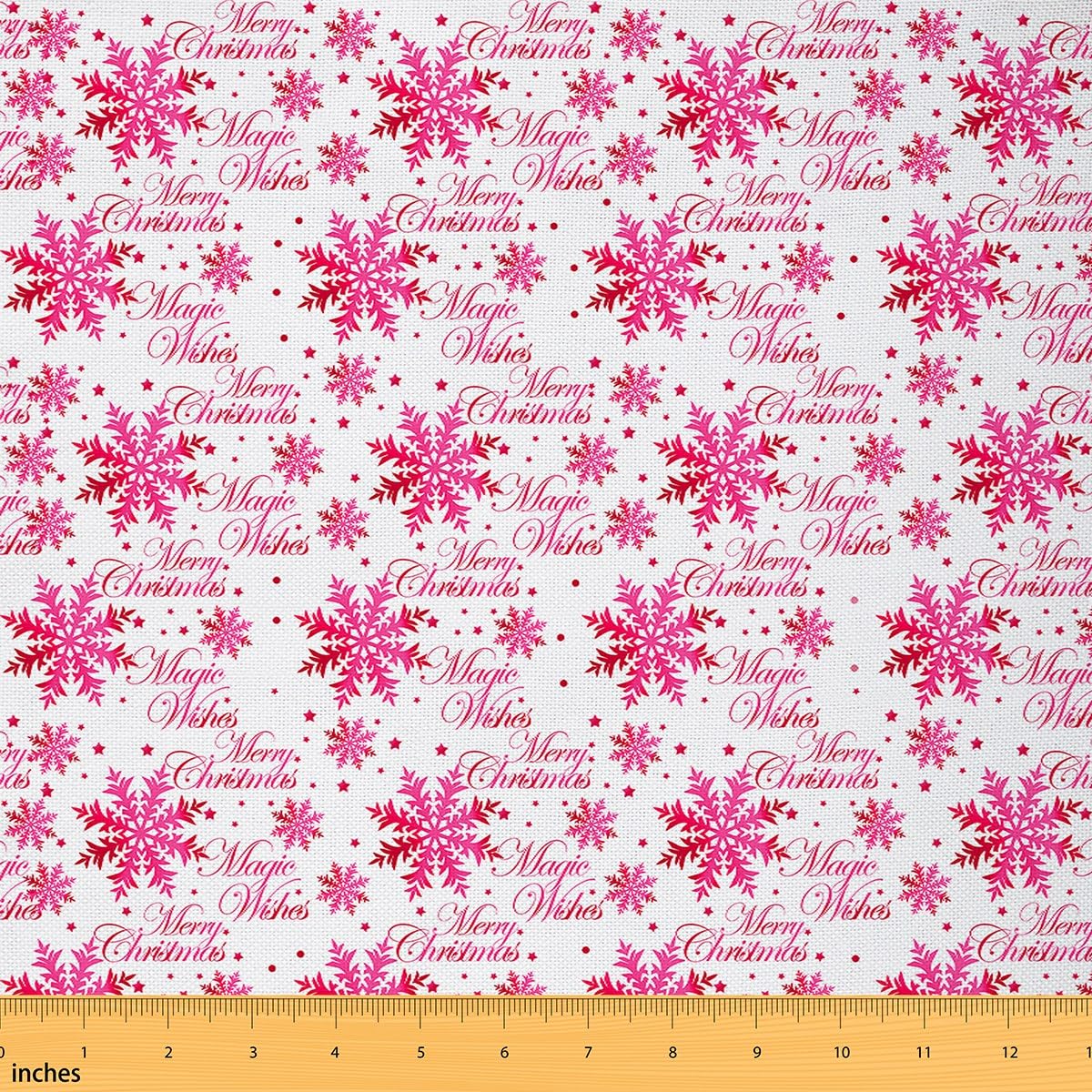 Homemissing Décorations de Noël Tissu 276x150cm rose flocon de neige Tissus au Metre Bonne nouvelle année imperméable intérieur décor pour bricolage projets d'artisanat de couture Joyeux Noël