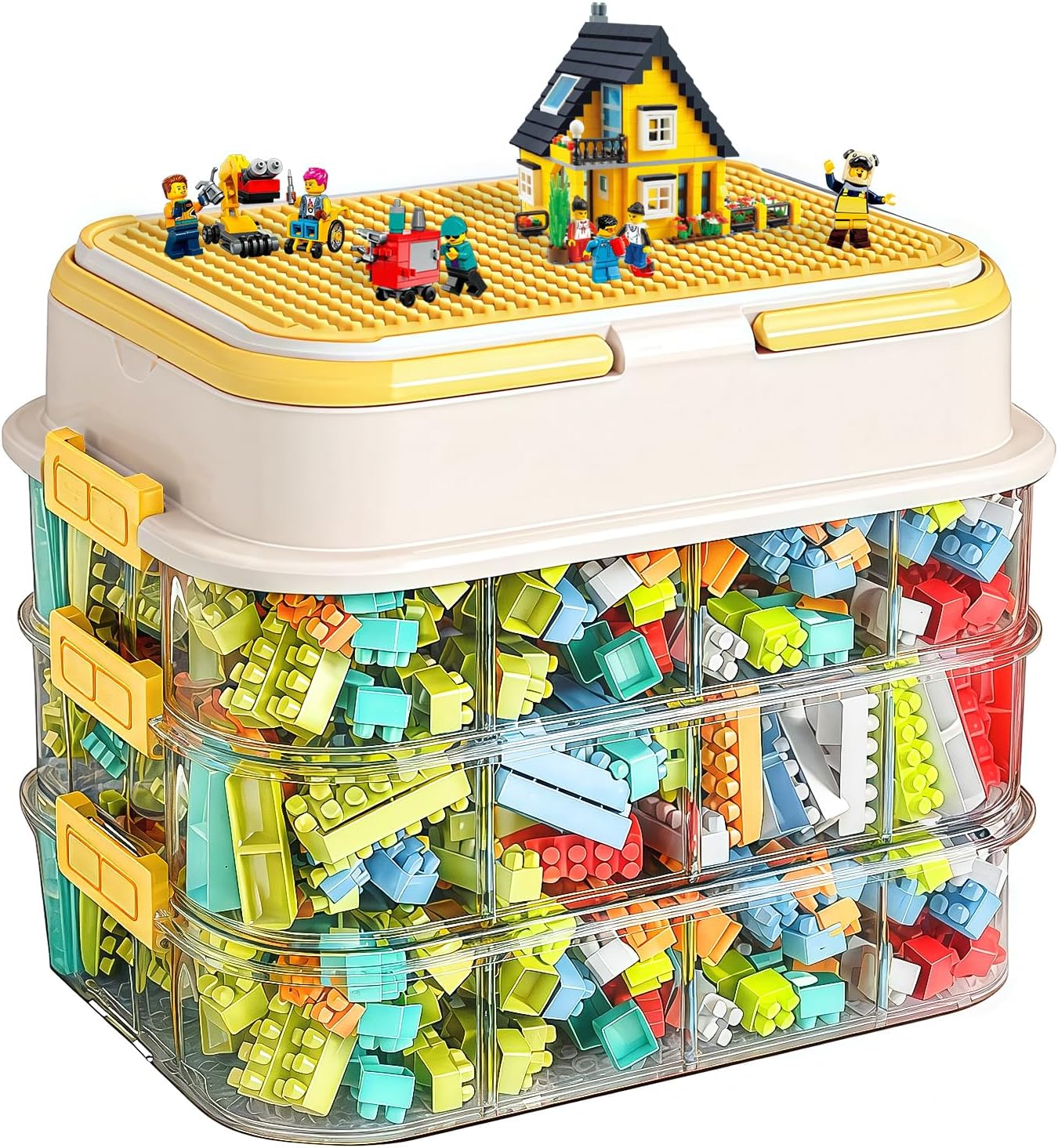 Storage Box for Lego Bricks, Storage Box for Building Blocks, Sorting Boxes for Lego Bricks, Plastic Sorting Boxes, Organiser Boxes with Lid for Building Blocks and Puzzles