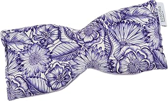Sonoma Lavender Spa Mask, Heatable Weighted Aromatherapy Eye Pillow with Lavender Infused Flaxseed Insert, Warm Eye Compress for Headaches and Soothing Stress Relief, Purple Bouquet