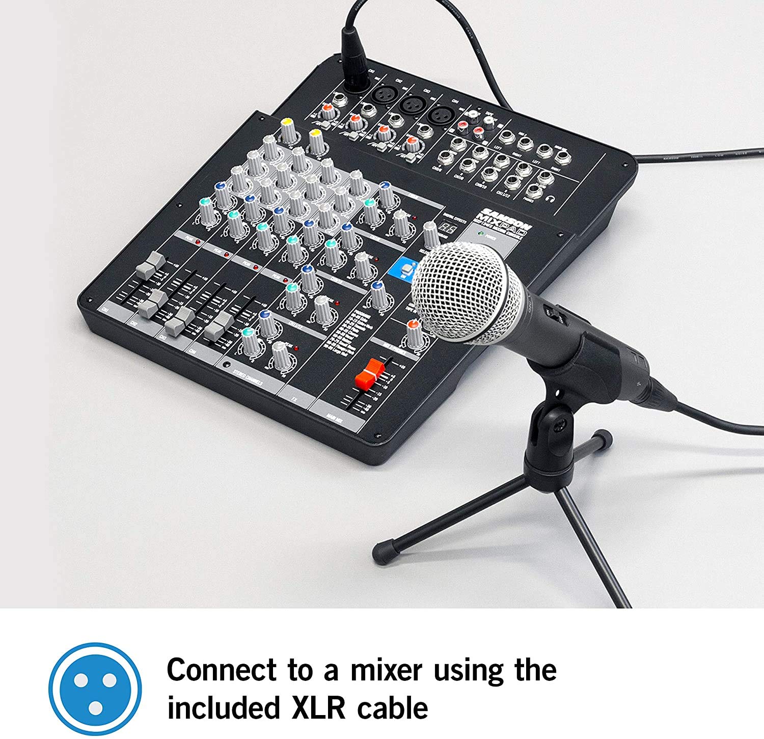 FYH Technologies Q2U Kit d'enregistrement et de baladodiffusion avec microphone dynamique USB/XLR avec clip pour micro, support de bureau, pare-brise et câbles Argenté