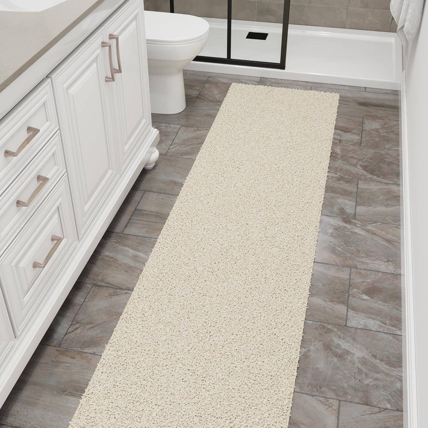 Ottomanson 2 x 10 Shaggy Runner Rug - Plush Cozy Non-Slip Carpet for Bedroom Living Room Bathroom Entryway