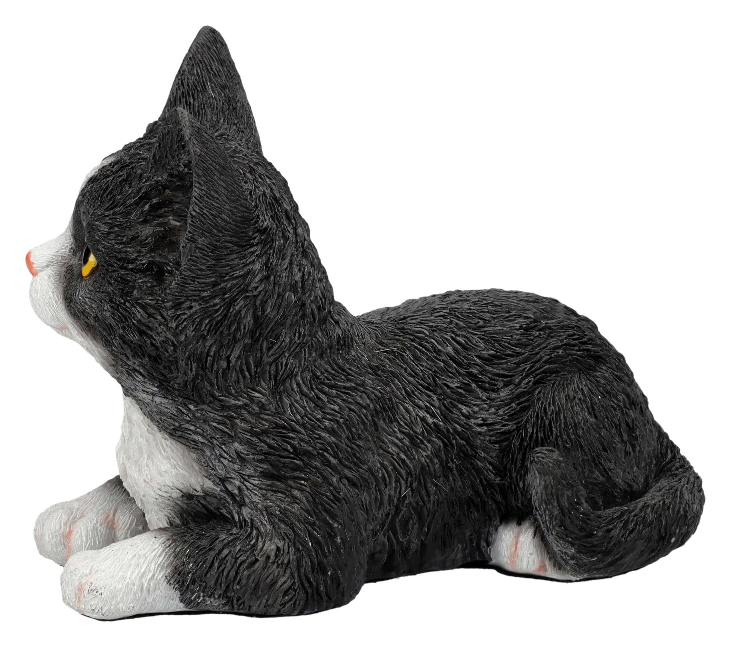 Figuren Shop GmbH Statuetta di gatto che gioca gattino – Figura decorativa gatto bianco e nero, 14 cm