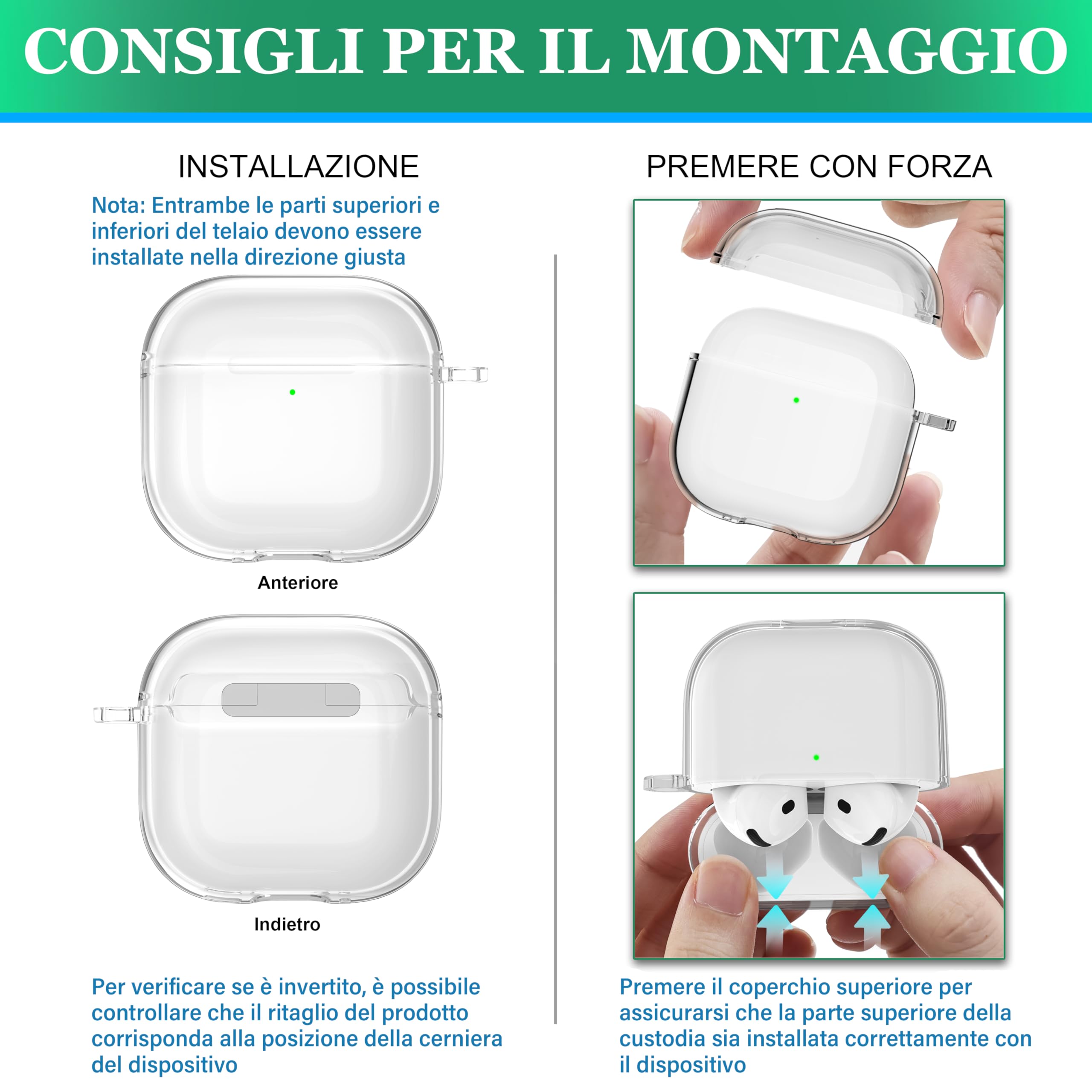 Custodia AirPods 4 generazione 2024 TPU antiurto anti-ingiallimento Bianco