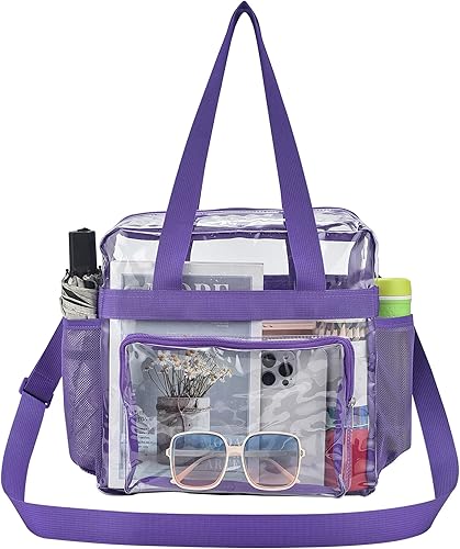 Vista 204 de Oraben Bolsa transparente transparente aprobada para estadios de 12 x 6 x 12 pulgadas, bolsa de estadio para trabajo, juegos deportivos, gimnasio