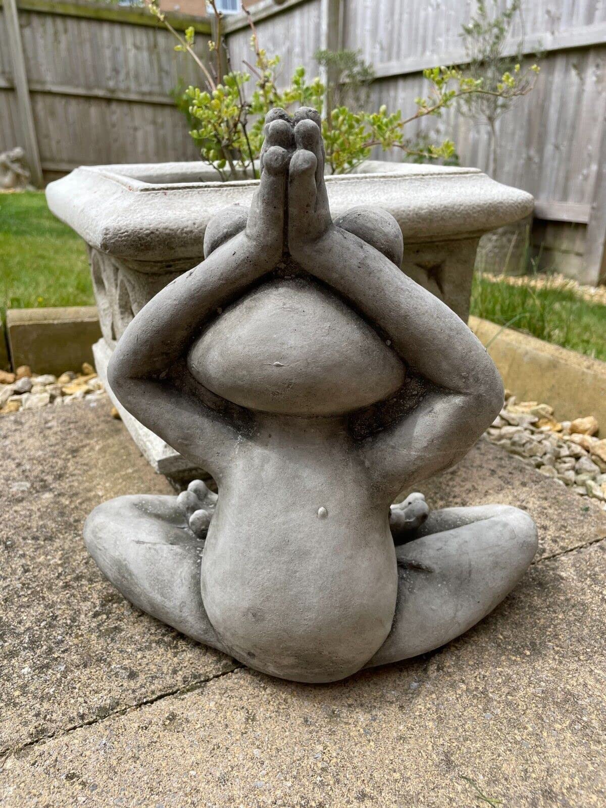 Statua da giardino in pietra di rana yoga | Decorazione per ornamenti da esterno per sculture animali