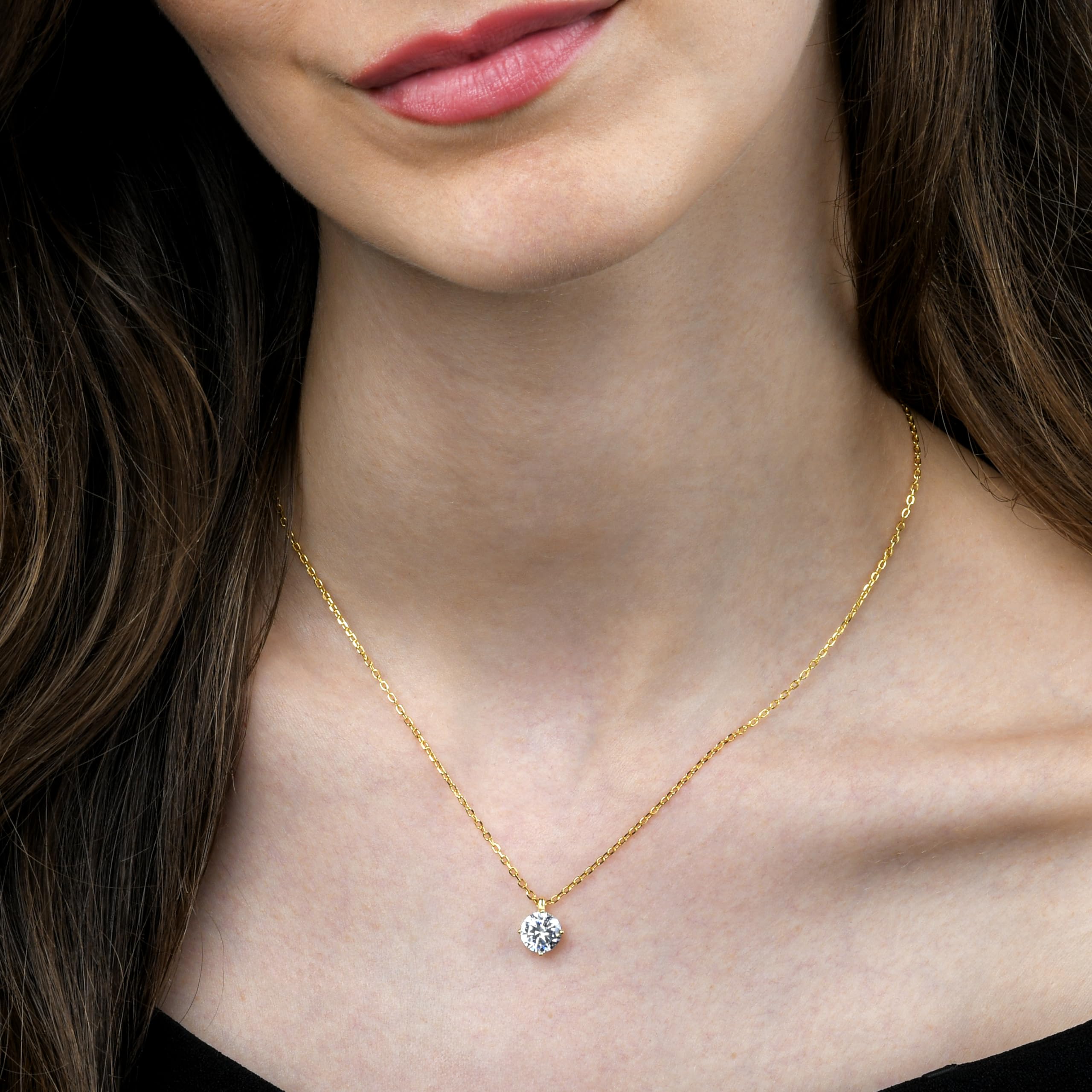 namana Collana con Ciondolo in Argento o Oro per Donna e Ragazza, Delicata Collana Donna in Argento Sterling 925 con Zirconi Rotondo Colorato o Bianco, Collana Argento 925 con Scatola Regalo