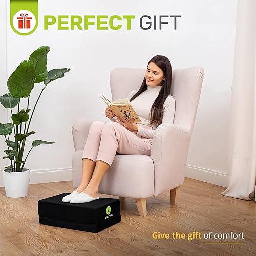 Miniatura 8 de ErgoFoam Reposapiés ajustable con parte superior plana, espuma resistente a la compresión de alta densidad, antideslizante, negro, moderno, oficina