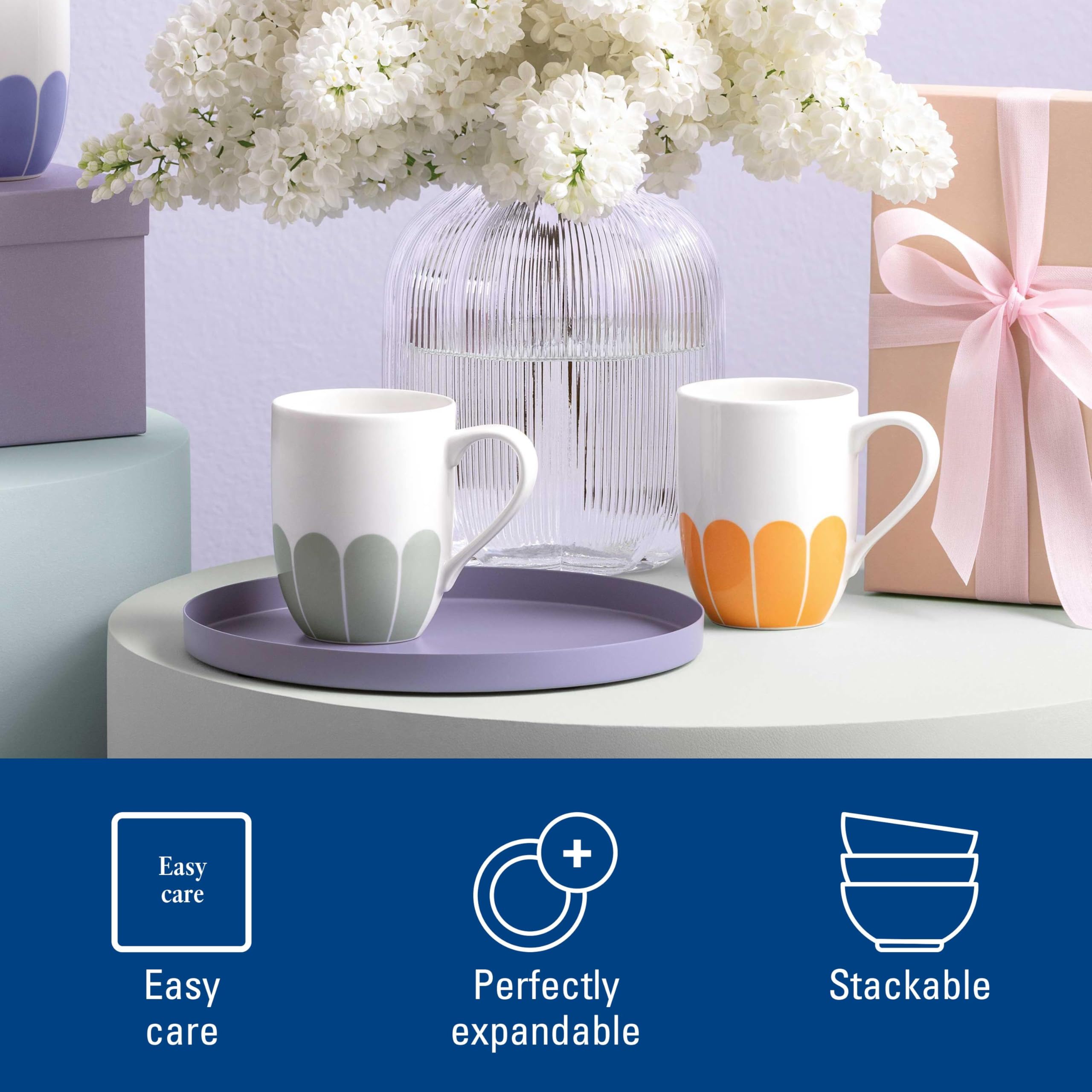 Villeroy & Boch - Fleur vert kubek z uchem zielony, nadaje się do zmywarki i mikrofalówki, kubek do kawy i gorących napojów, filiżanka do herbaty, kubek kawy, filiżanka kawy, porcelana Premium