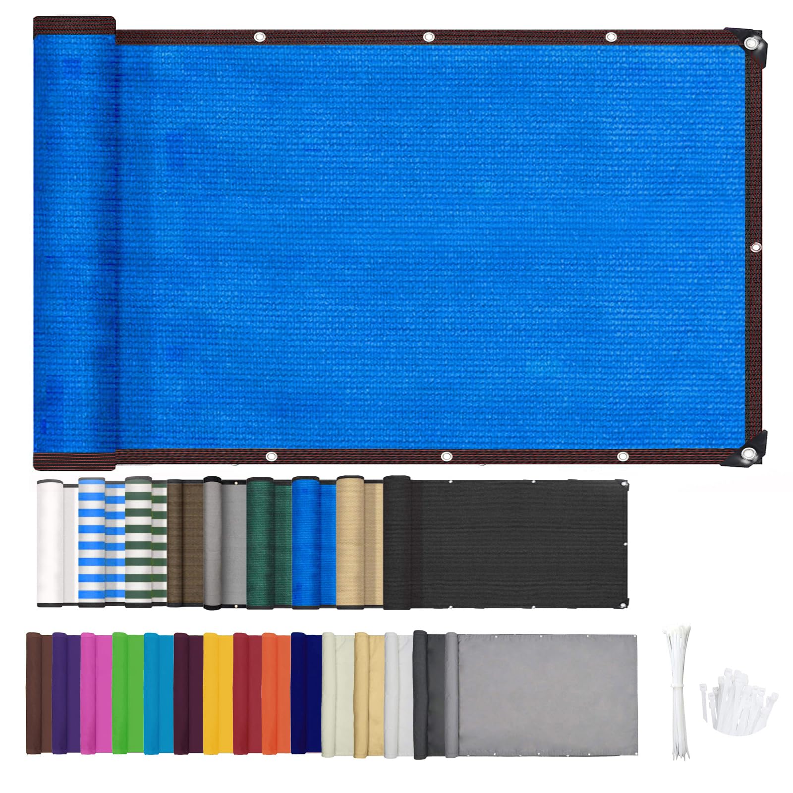 ZHhan Balcony Privacy Screen Wind and UV Protection Balcony Screening for Deck, Backyard, Patio, Balcony, Includes Cable Ties 8 Days Delivered 9 Colors 377 Sizes(0.5x7m,Blue) — image 1