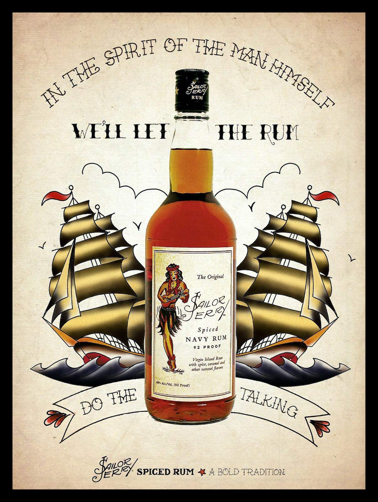 Sailor Jerry - Targa in metallo vintage con scritta in lingua inglese Pub Bar Man Cave Beer, misura S (200 x 150 mm
