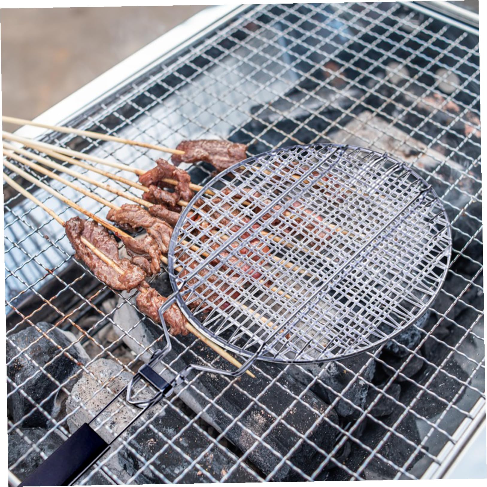 ULTECHNOVO Pinzas para Barbacoa Plata de Acero Inoxidable, Cesta Plegable Desmontable con Bolsa de Almacenamiento para Parrilla al Aire Libre