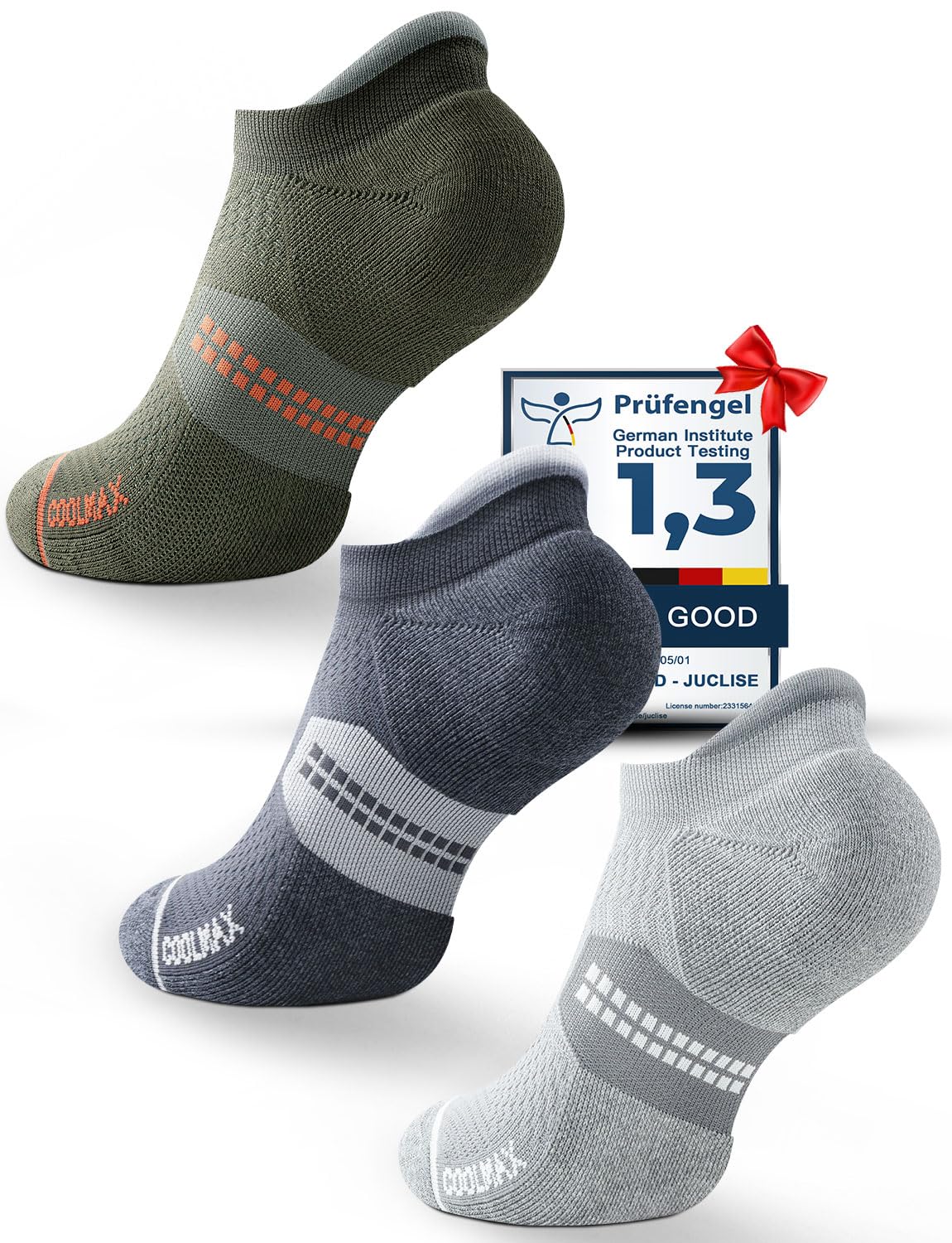 Juclise Coolmax Bamboo Viscose Compression Running Socks No Show