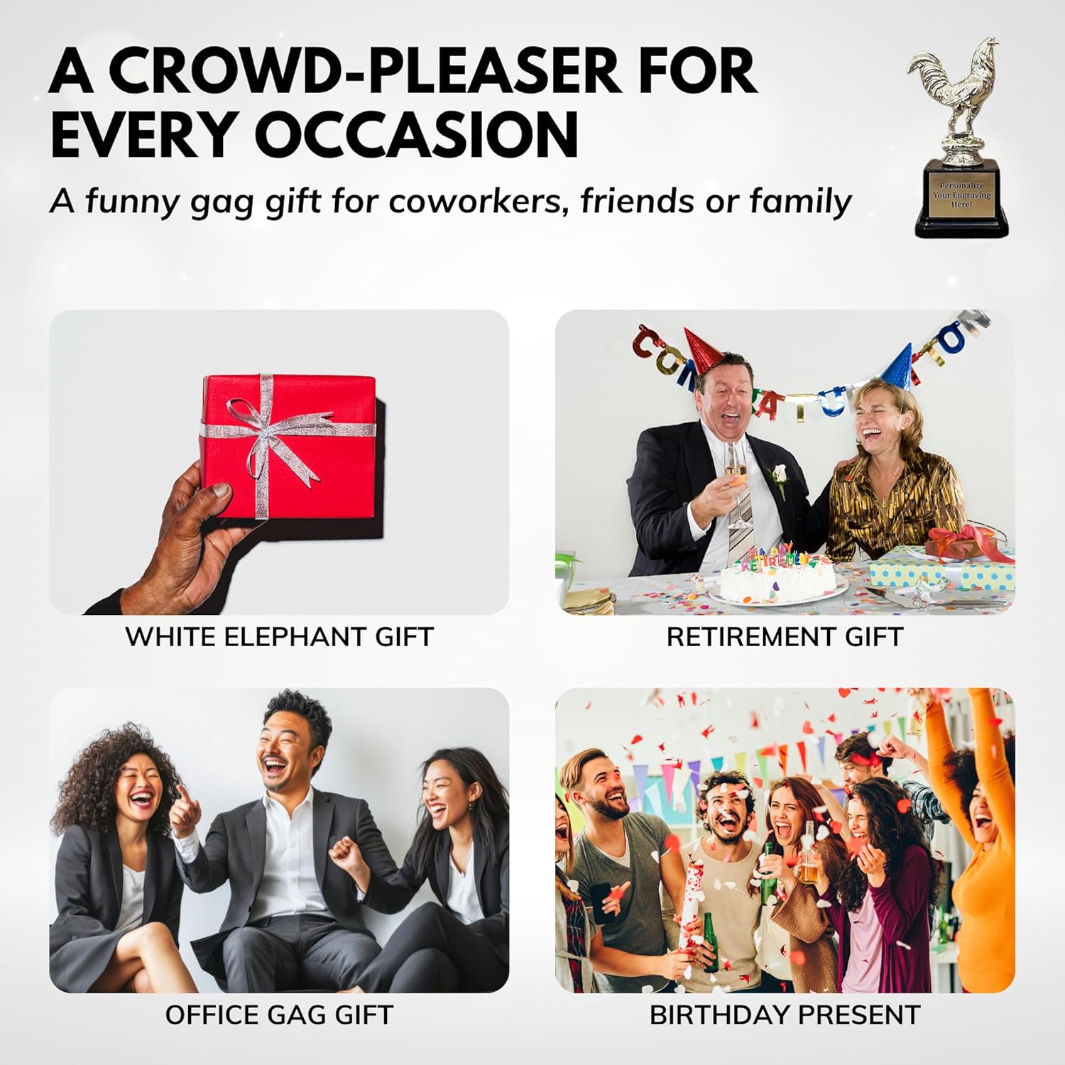 Trophy Outlet Biggest Chicken Award Trophy with Custom Engraving – Funny Rooster Recognition Trophy for Coworkers, Friends & Family – Humorous Desk Gag Gift