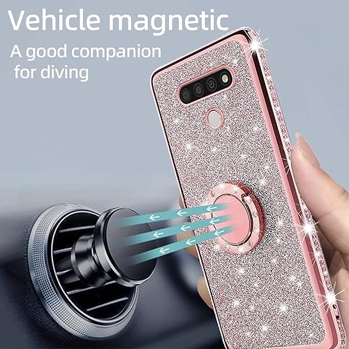 Miniatura 6 de KuDiNi Funda para LG Stylo 6, LG Stylo 6, funda para mujer, con purpurina, suave, transparente, TPU, de lujo, con correa de soporte, para Stylus LG