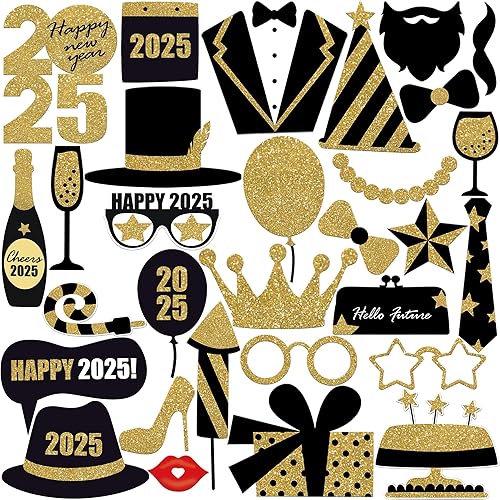 New Years Photo Booth Props 2026 Pack of 30