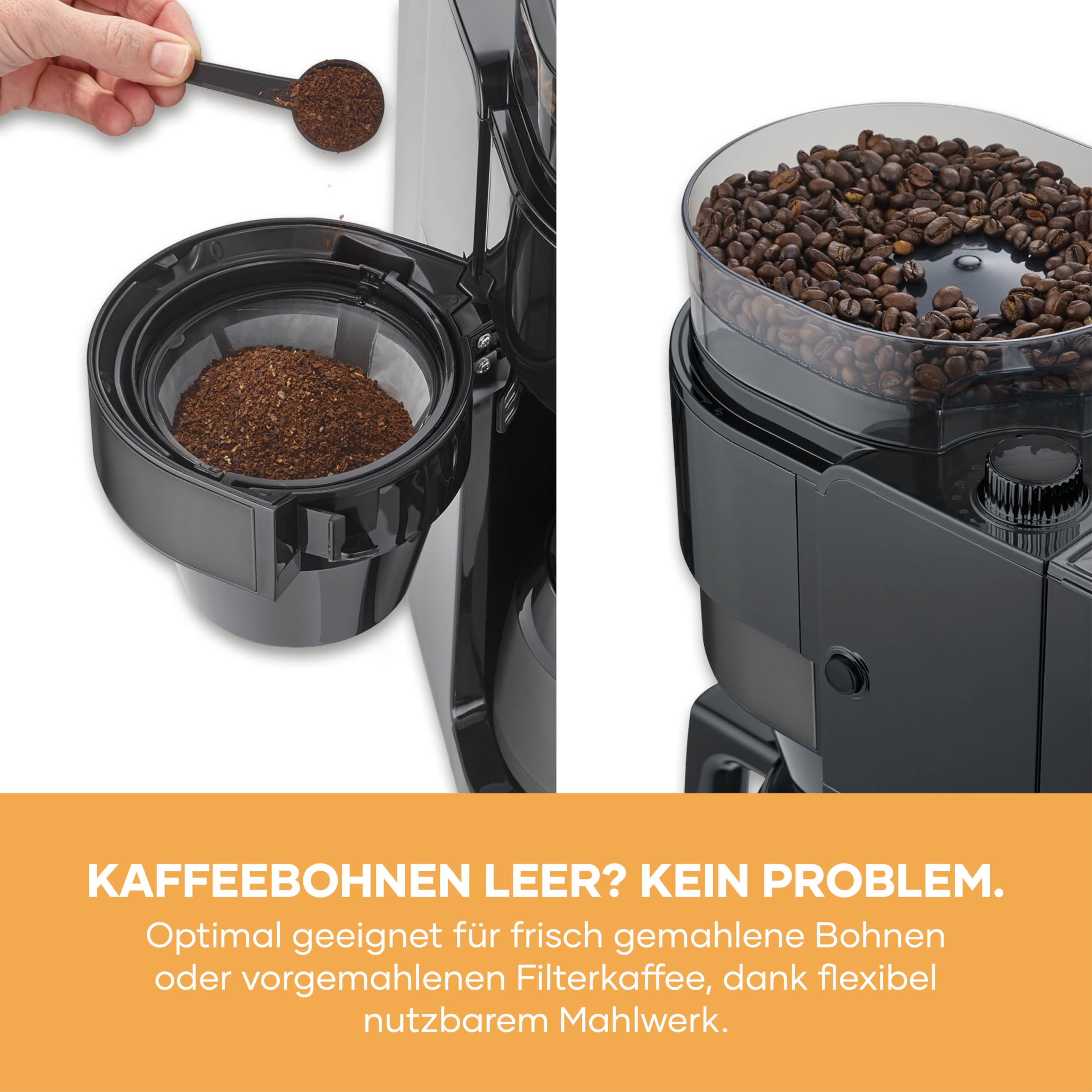 Severin Filter-Kaffeemaschine mit Thermokanne und Mahlwerk, 1L Füllmenge, bis zu 8 Tassen, Tropf-Stopp, intensives Aroma, automatische Abschaltung, LED-Display, 900W, dark inox, schwarz, KA 4831