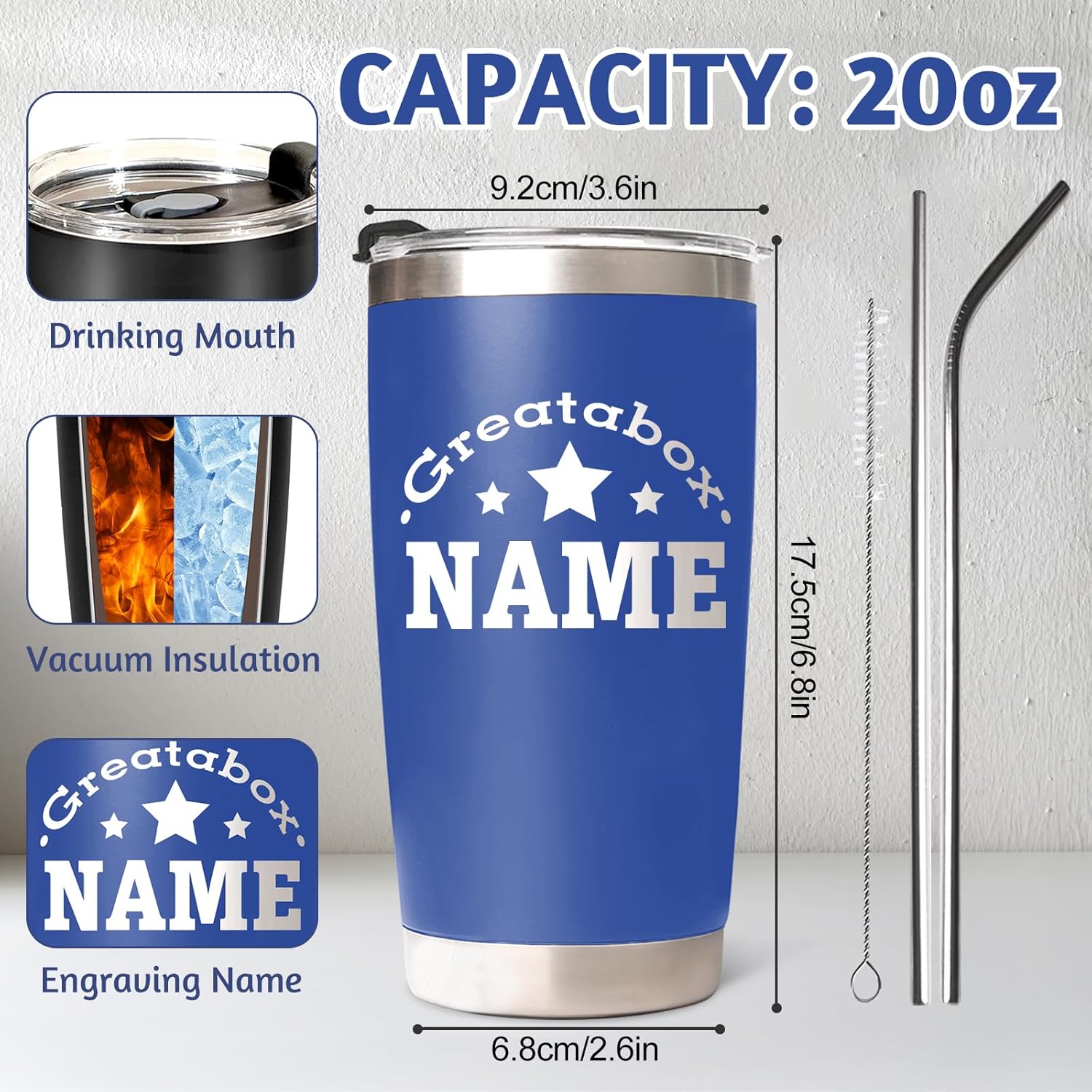 Personalized Tumblers with Names - Made in USA, Personalized Birthday Gifts for Women Men, 20 Oz Custom Stainless Steel Coffee Tumbler for Office Gifts, Customized Travel Cup Mug Wholesale - Image 3