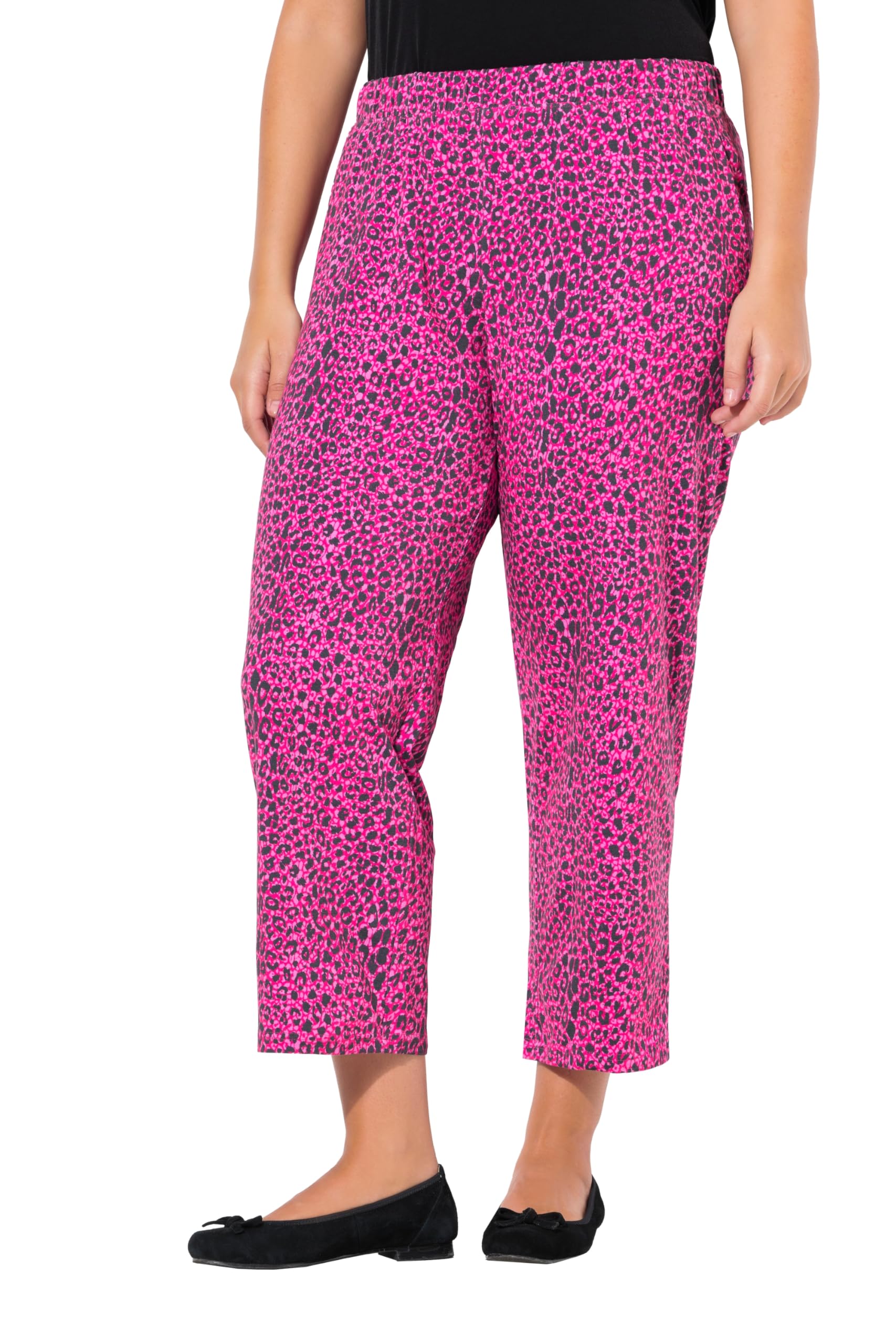 Ulla Popken Damen große Größen Übergrößen Plus Size 7/8-Jerseyhose, Bedruckt, weites Bein, Elastikbund 837168