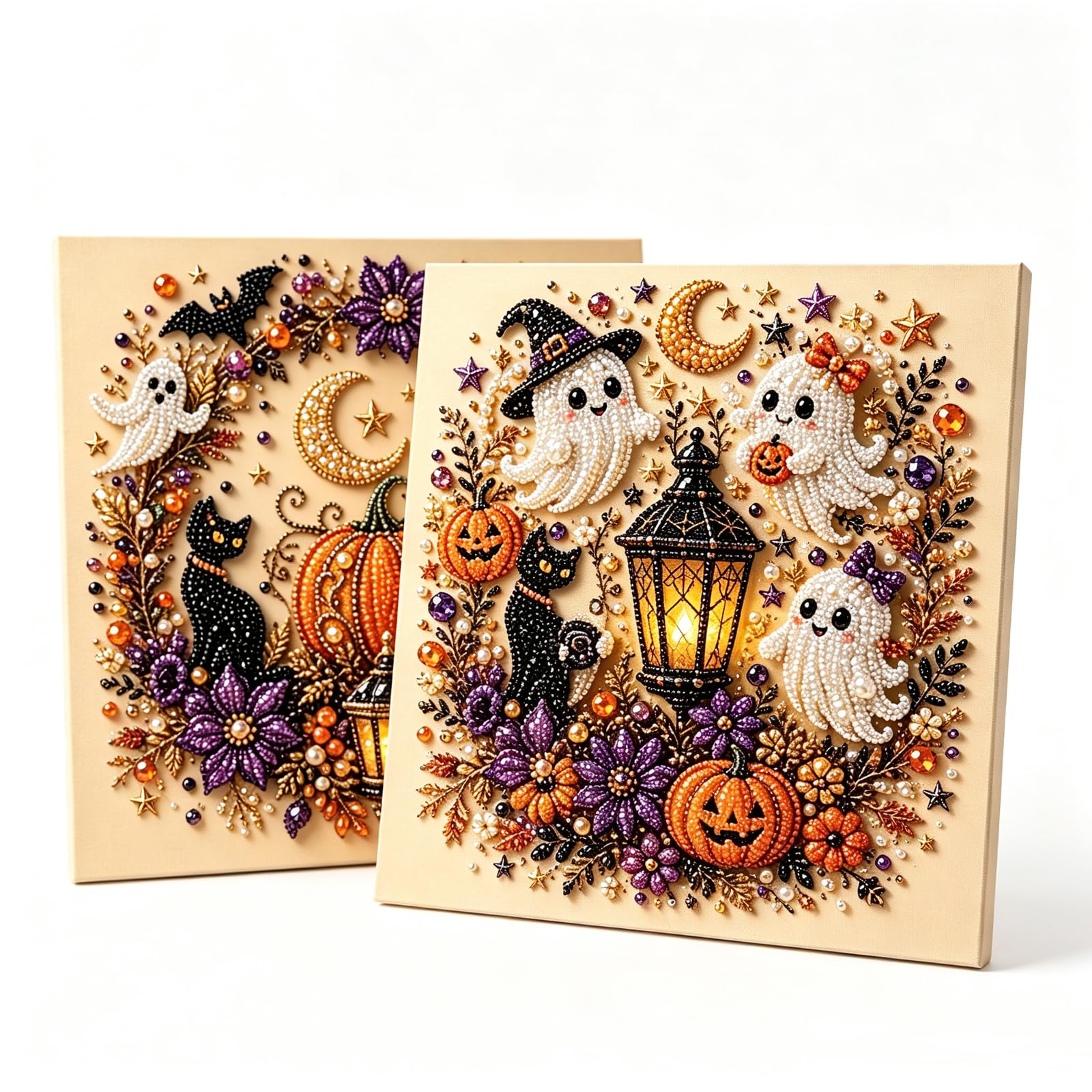 2Pcs Halloween Pearl Art Kit, Pearl Art Kits for Adults Halloween Ghost DIY