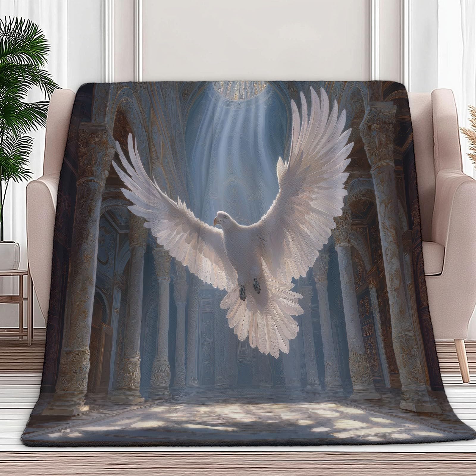 Generico Koc z polaru Palazzo Gołębie 220 x 240 cm Super miękki zimowy ciepły koc w kratę, na sofę w kratę, narzuta na łóżko, na wszystkie pory roku, dla dorosłych dzieci