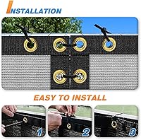 Vista 4 de TANG Malla de privacidad de 4 x 20 pies, tela gris con ojales, paneles de valla de malla para exteriores, cubierta de parabrisas de balcón, valla