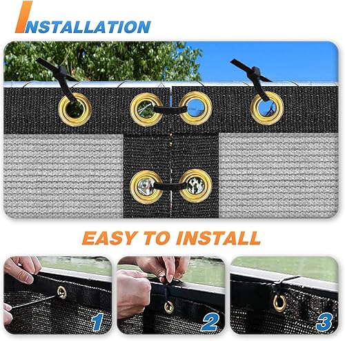 Miniatura 4 de TANG Malla de privacidad de 4 x 20 pies, tela gris con ojales, paneles de valla de malla para exteriores, cubierta de parabrisas de balcón, valla