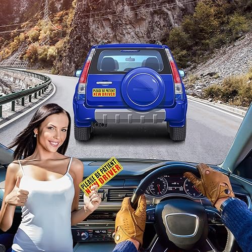 Miniatura 4 de PSLER 3 piezas de imán de conductor nuevo para coche  Imán de coche de estudiante conductor divertido advertencia de seguridad magnética reflectante