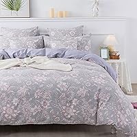 Vista 15 de FADFAY Juego de funda de edredón, ropa de cama floral elegante, beige desgastado con pájaros y flores, juego de funda de edredón vintage de granja