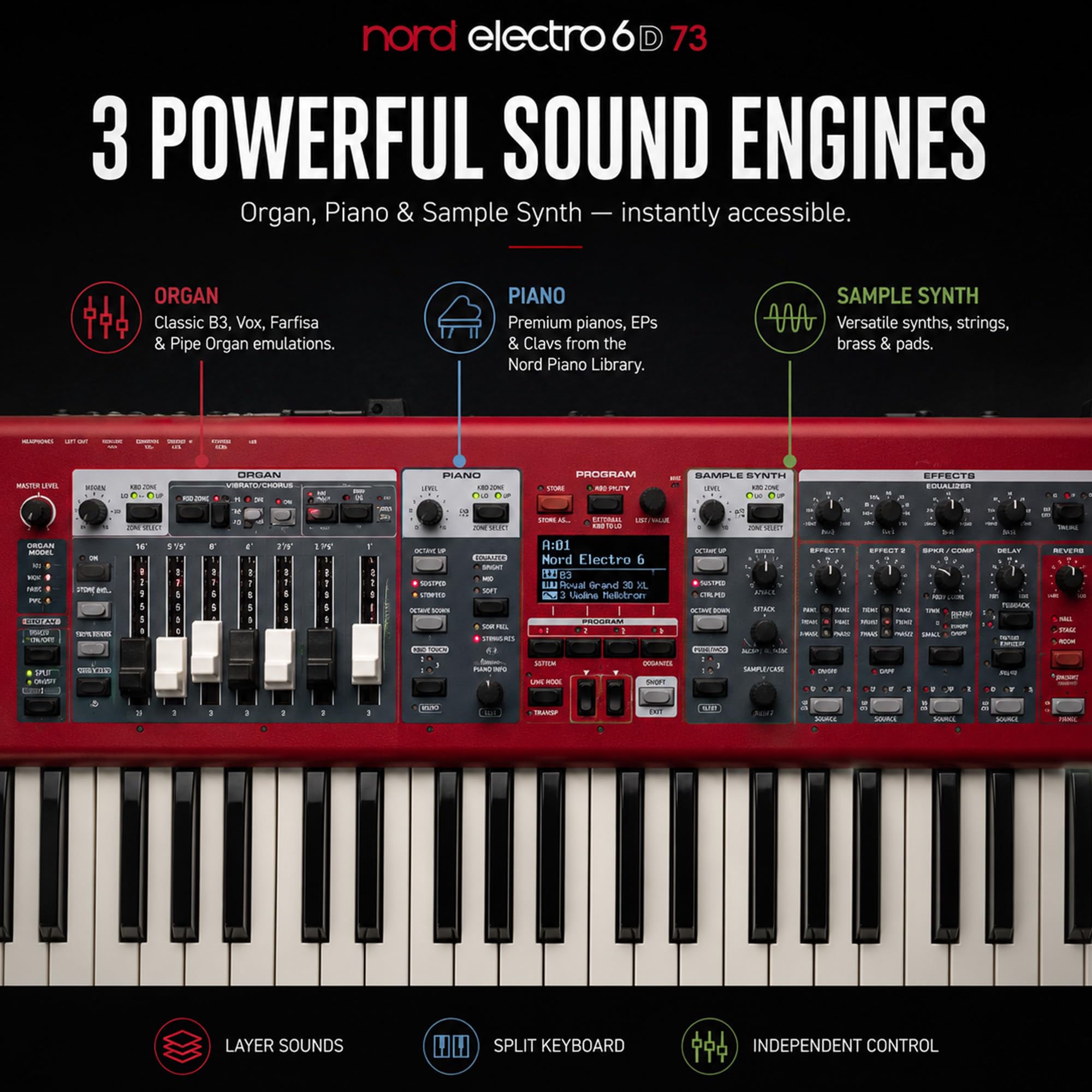 Amazon.com: Nord Electro 6D 73 Stage Piano Bundle with Sustain