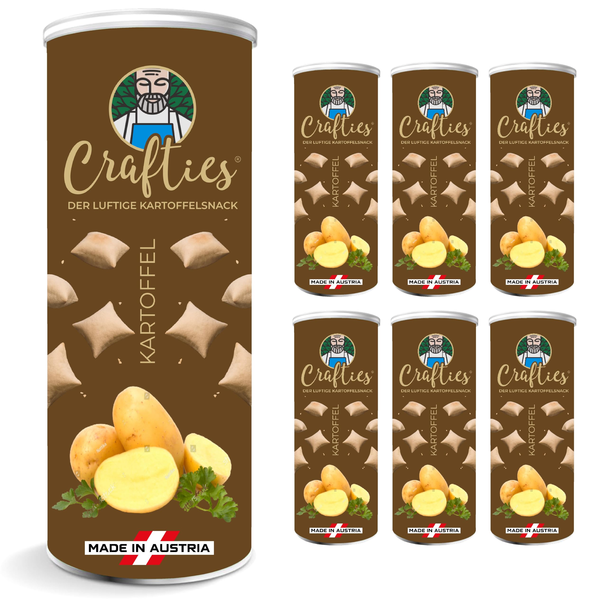Crafties Chips, kalorienarme Kartoffelchips, fettfrei gebacken, gesunde Snacks zum Abnehmen, natürliche Zutaten - 12x 60g -KARTOFFEL
