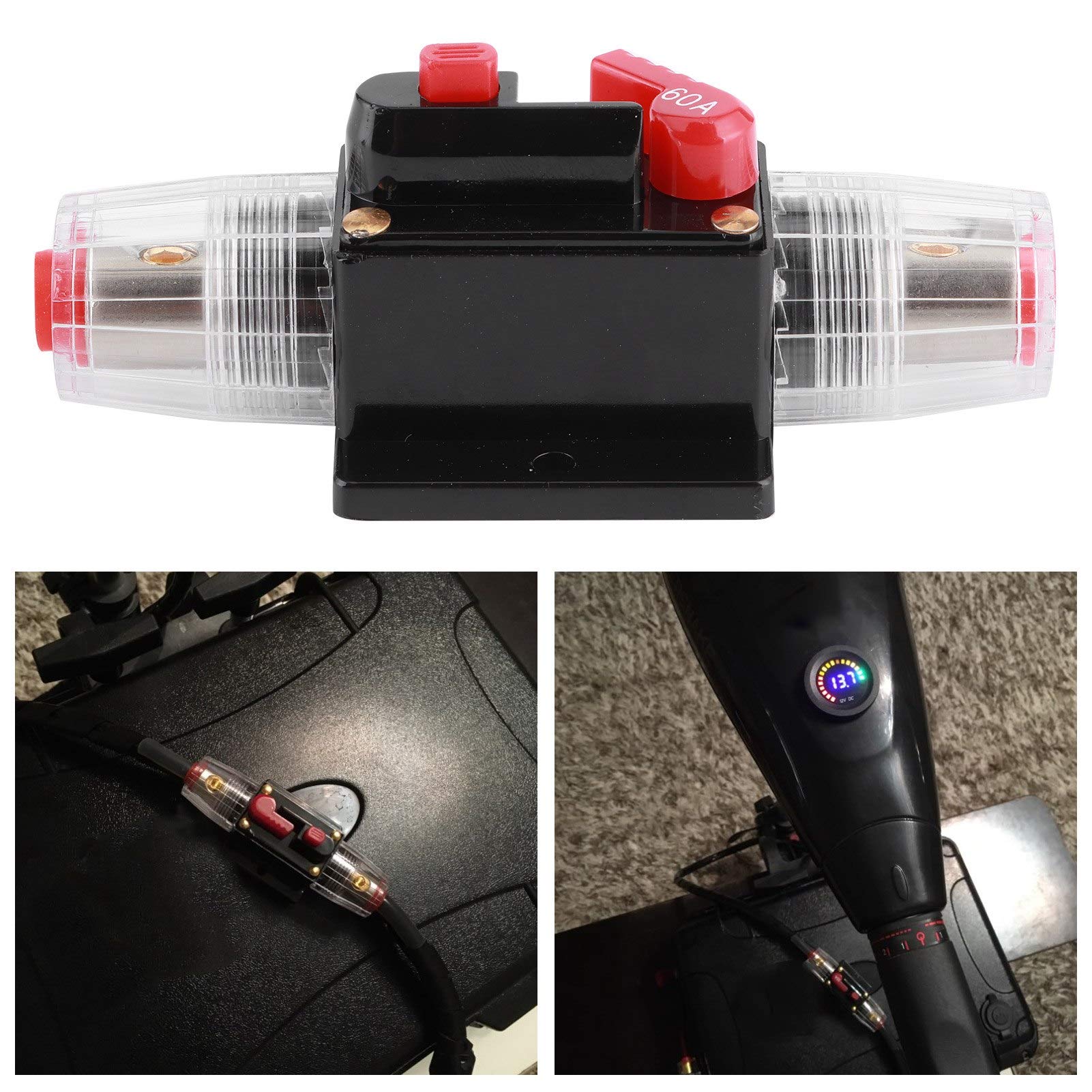 PRZEŁĄCZNIK UCHWYTU BEZPIECZNIKA AUTO RESET DO OCHRONY Do AudiO SAMOCHODU SAMOCHODOWEGO 12V 60A