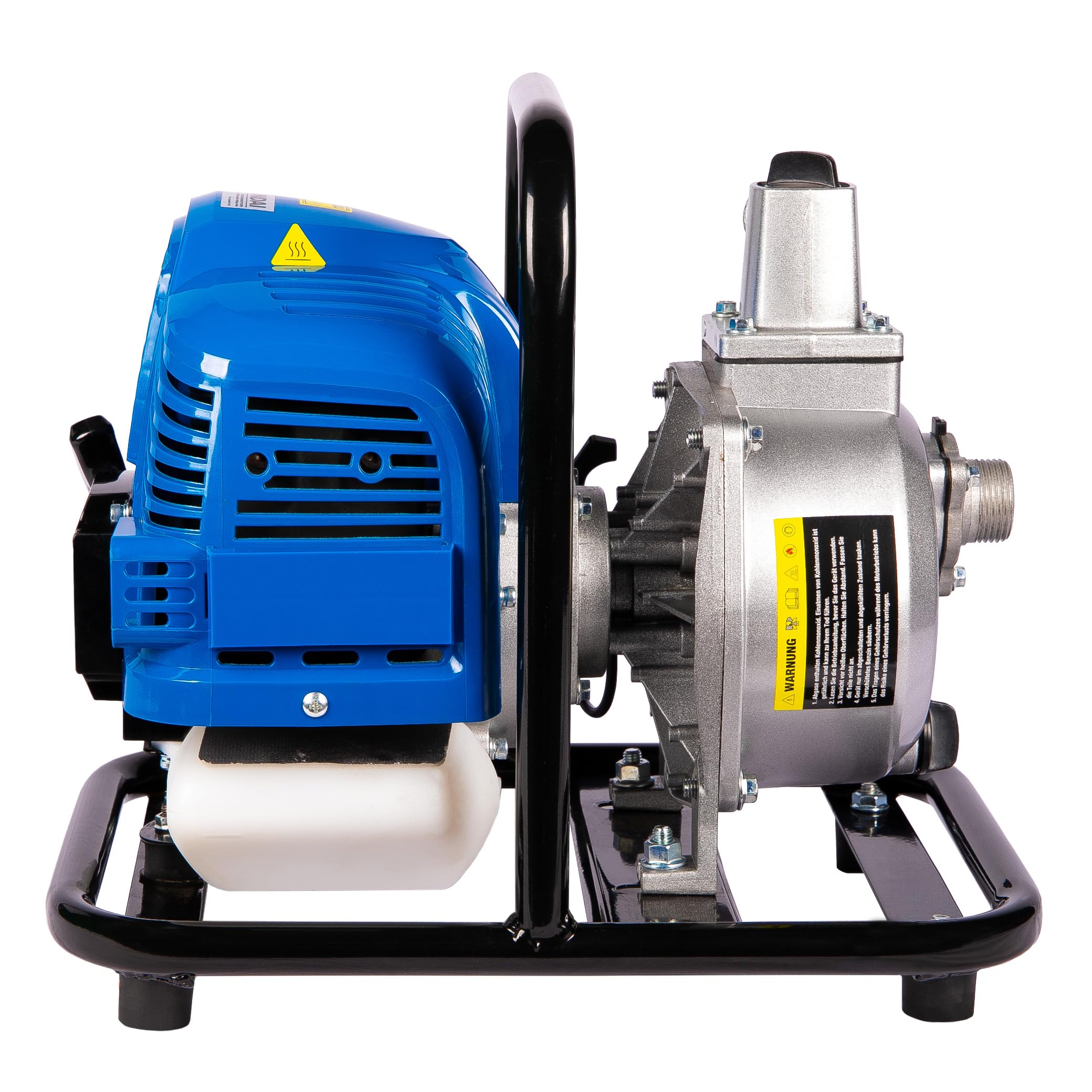HYUNDAI Benzin Wasserpumpe GWP25052 – 1.84 PS, 2-Takt Motorpumpe, 8.000 l/h Förderleistung, 25 m Förderhöhe, mobile Gartenpumpe, Teichpumpe für Entwässerung & Bewässerung