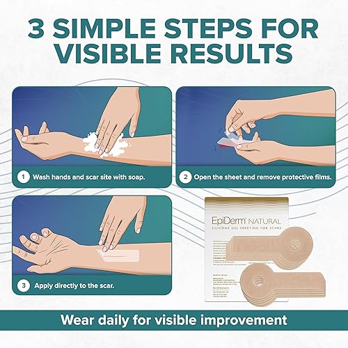 Miniatura 8 de EpiDerm Areopexy - Láminas de silicona para cicatrices, reutilizables, lavables y personalizables, forma de piruleta, ideal para el aumento de