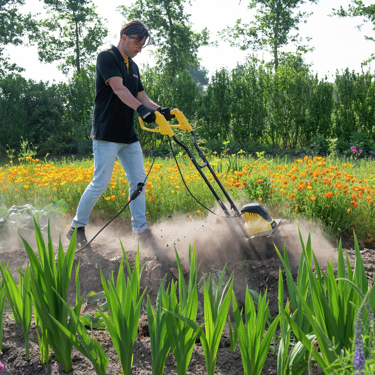 Powerplus Motoculteur Électrique POWXG72010-1500 W, 6 Lames, Profondeur de 220 mm et Largeur de 450 mm