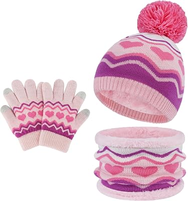 Toddler Kids Winter Hats Gloves Scarf Neck Warmer Age 2-7